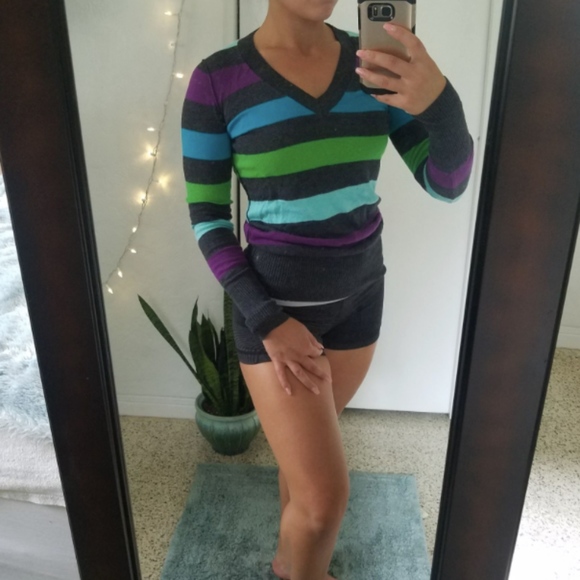 Striped V Neck Sweater - Picture 1 of 4